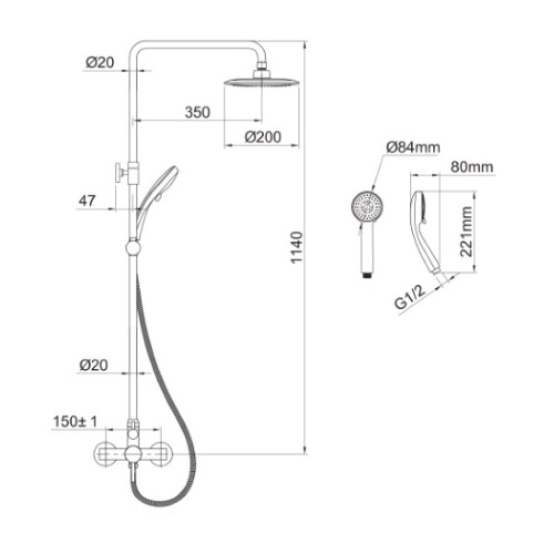 Система душевая BILA SMEDA new T-15086 2 Система душевая BILA SMEDA new T-15086
