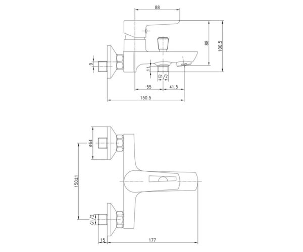 BRECLAV cмеситель для ванны, хром/белый, 35 мм 10245W IMPRESE