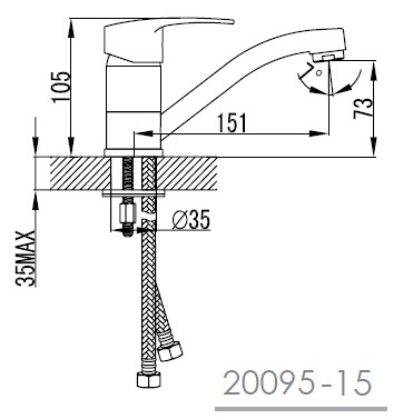 LIDICE смеситель для кухни с коротким изливом, хром 35 мм 20095-15 IMPRESE 2 LIDICE смеситель для кухни с коротким изливом, хром 35 мм 20095-15 IMPRESE