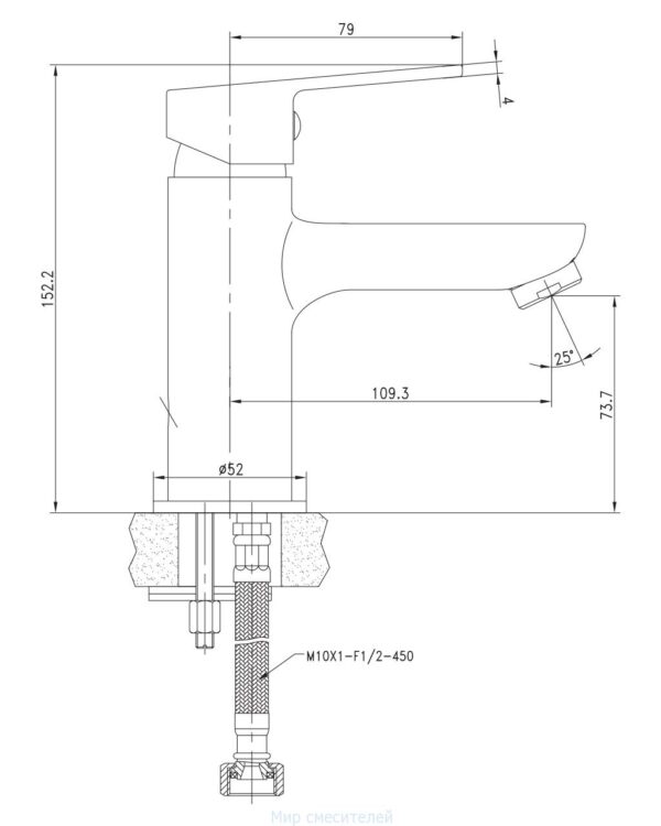 LASKA cмеситель для раковины , белый, 35 мм 05040(35)W IMPRESE