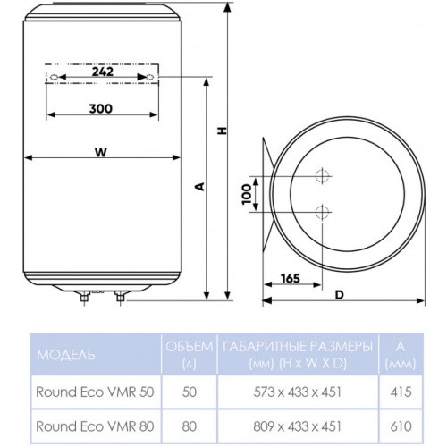 Водонагреватель бытовой электрический ROUND VMR 50 (1500W) 6 Водонагреватель бытовой электрический ROUND VMR 50 (1500W)